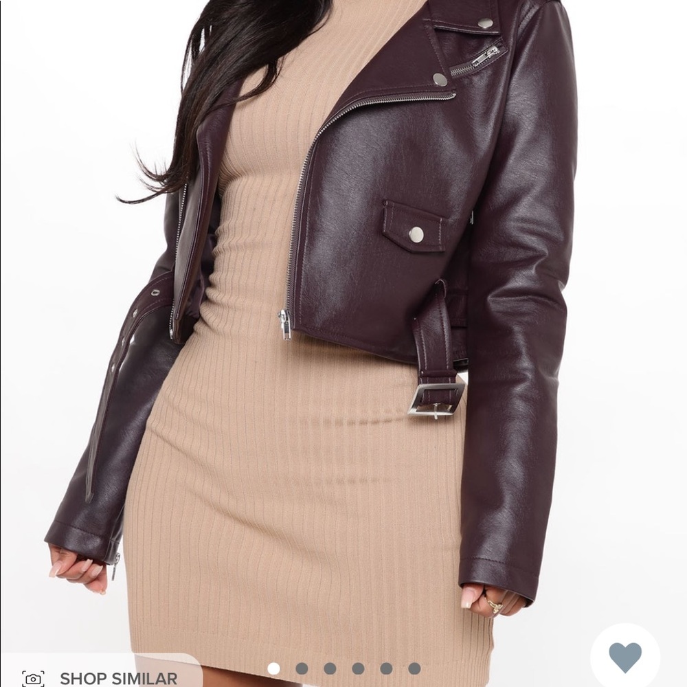 Faux leather jacket.